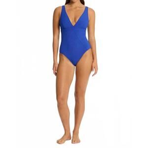 NEW SEA LEVEL AUSTRALIA messina panel line one piece swimsuit in cobalt